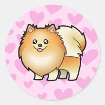 Pomeranian Love Round Stickers