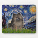 Pomeranian (parti3) - Starry Night Mouse Mat