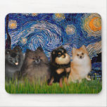 Pomeranians (four) - Starry Night Mouse Mats