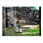 Pompei courtyard marble fountain and bench postcards