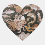 POMPEII COLLECTION / OCEAN - SEA LIFE SCENE Heart Stickers