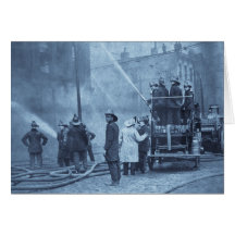 Pompiers dans l'action - cru carte de vœux