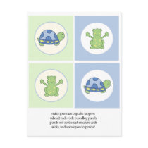 Pond Friends Turtle and Frog Cupcake Toppers Post Cards