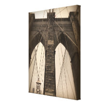 Pont de Brooklyn vintage de sépia Toiles Tendues