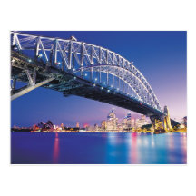 Pont de port de Sydney la nuit Australie Cartes Postales