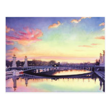 "Pont Neuf Paris" France Watercolor Art Postcards