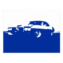 Pontiac Firebird, 1969 - Blue on light postcard