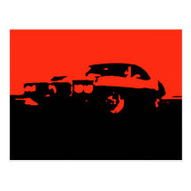 Pontiac Firebird, 1969 - Red on dark postcard