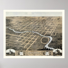 Pontiac, IL Panoramic Map - 1869 Print