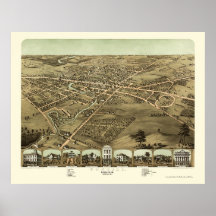 Pontiac, MI Panoramic Map - 1867 Print