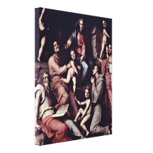 Pontormo - Enthroned Madonna and saints Stretched Canvas Print