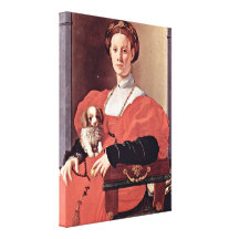 Pontormo - Lady in a red dress Stretched Canvas Prints