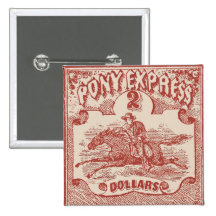 Pony Express Vintage Stamp Button