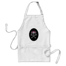 Ponytail skull decal pink aprons