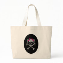 Ponytail skull decal pink canvas bags