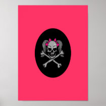 Ponytail skull decal pink bows print
