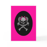 Ponytail skull decal pink cards