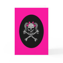 Ponytail skull decal pink cards