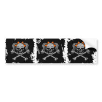 Ponytail skulls w/ orange bows bumper stickers