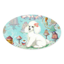 Poodle Cakes Cupcake Bon Bon Oval Stickers