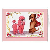Poodle Dachshund Dog Valentine Card