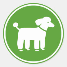 Poodle Graphic (Green) Round Stickers