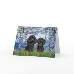 Poodle Pair (black) - Lilies 6 Greeting Cards