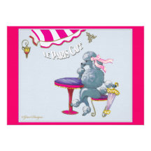 Poodle Paris Cafe Personalized Invitations