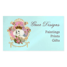 Poodle Princess n Pink Roses Business Card Templates