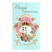 Poodle Princess n Pink Roses Business Cards