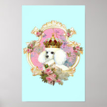 Poodle Princess n Pink Roses Print