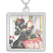 poodle puppy with makeup table personalized necklace