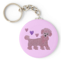 Poodle Valentine Hearts Keychain