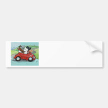 Poodles in Vintage Red Convertible Bumper Sticker