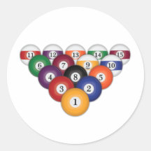 Pool Balls / Billiards: Round Stickers