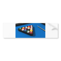 Pool Balls on Blue Felt Billiards Table: