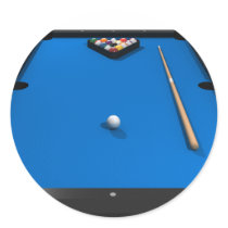 Pool Balls on Blue Felt Billiards Table: