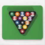 Pool Balls on Green Felt Billiards Table: mousepads