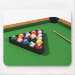 Pool Balls on Green Felt Billiards Table Mouse Pad
