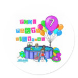 Pool Party 7th Birthday stickers