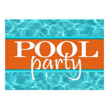 Pool Party Birthday Custom Announcement