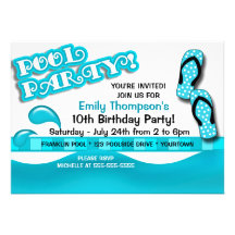 Pool Party Birthday Custom Invitation