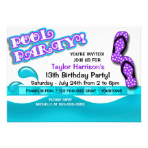 Pool Party Birthday Personalized Invite
