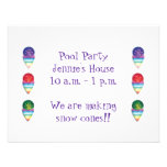 Pool Party invitation with snow cones