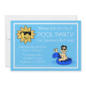 Pool Party Invitations (Male Blue Innertube)