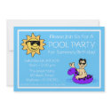 Pool Party Invitations (Male Purple Innertube)