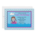 POOL Party Red head Girl 5x7 Birthday Invitations