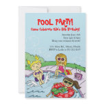 Pool Party Themed Birthday Party Invitations