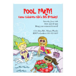 Pool Party Themed Birthday Party Invitations
