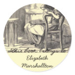 Poor Girl's Treasure Bookplate Round Sticker